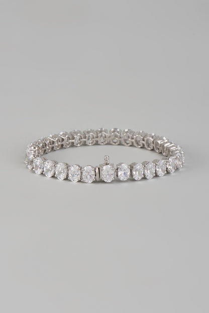 White Finish Swarovski Zirconia Bracelet In Sterling Silver