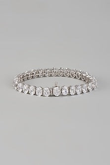 White Finish Swarovski Zirconia Bracelet In Sterling Silver