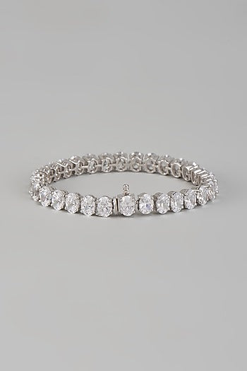 White Finish Swarovski Zirconia Bracelet In Sterling Silver