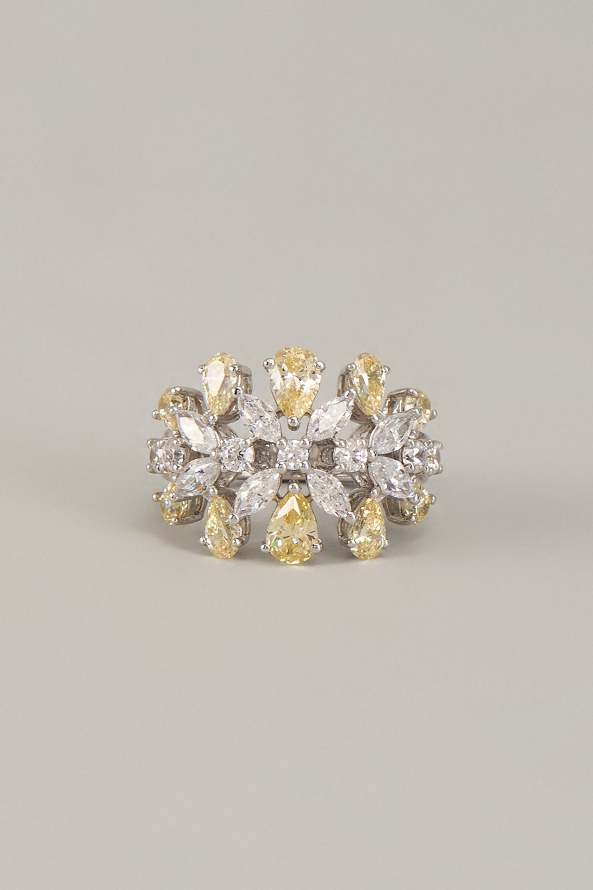 White Finish Swarovski Zirconia Ring In Sterling Silver