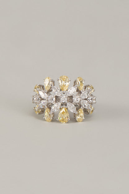 White Finish Swarovski Zirconia Ring In Sterling Silver
