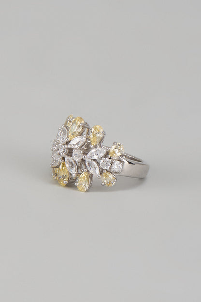 White Finish Swarovski Zirconia Ring In Sterling Silver