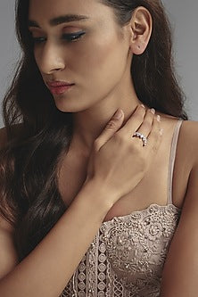 White Finish Swarovski Zirconia Ring In Sterling Silver