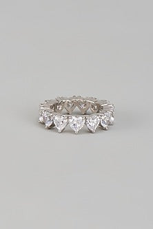 White Finish Swarovski Zirconia Ring In Sterling Silver