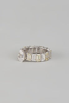 White Finish Swarovski Zirconia Ring In Sterling Silver