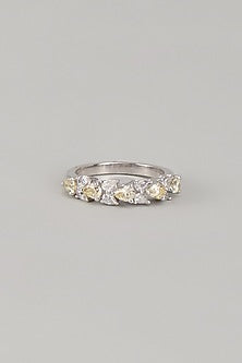 White Finish Swarovski Zirconia Ring In Sterling Silver