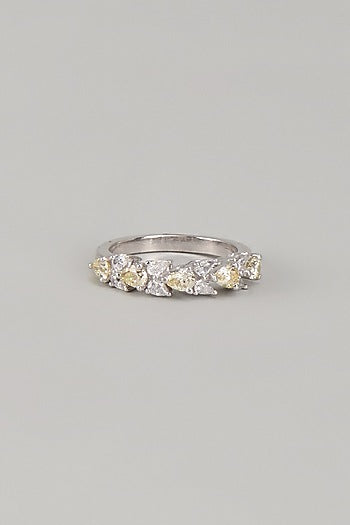 White Finish Swarovski Zirconia Ring In Sterling Silver