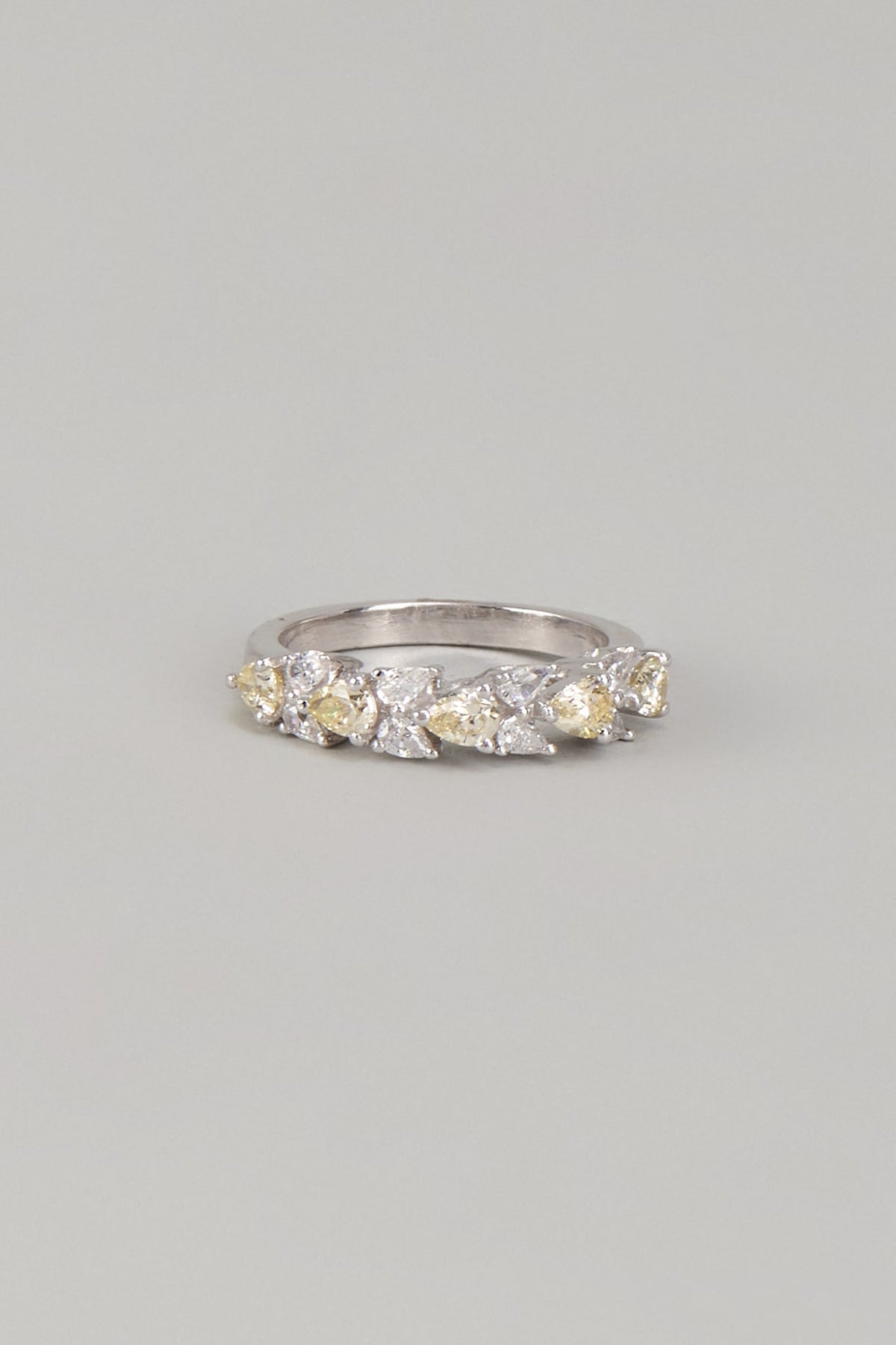 White Finish Swarovski Zirconia Ring In Sterling Silver