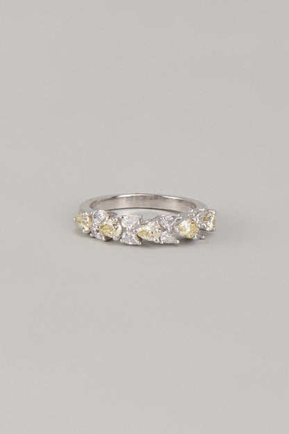 White Finish Swarovski Zirconia Ring In Sterling Silver