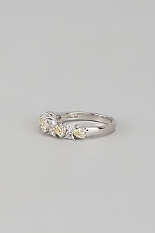 White Finish Swarovski Zirconia Ring In Sterling Silver