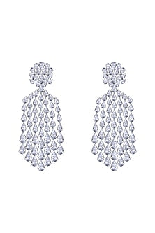 White Finish Swarovski Zirconia Dangler Earrings