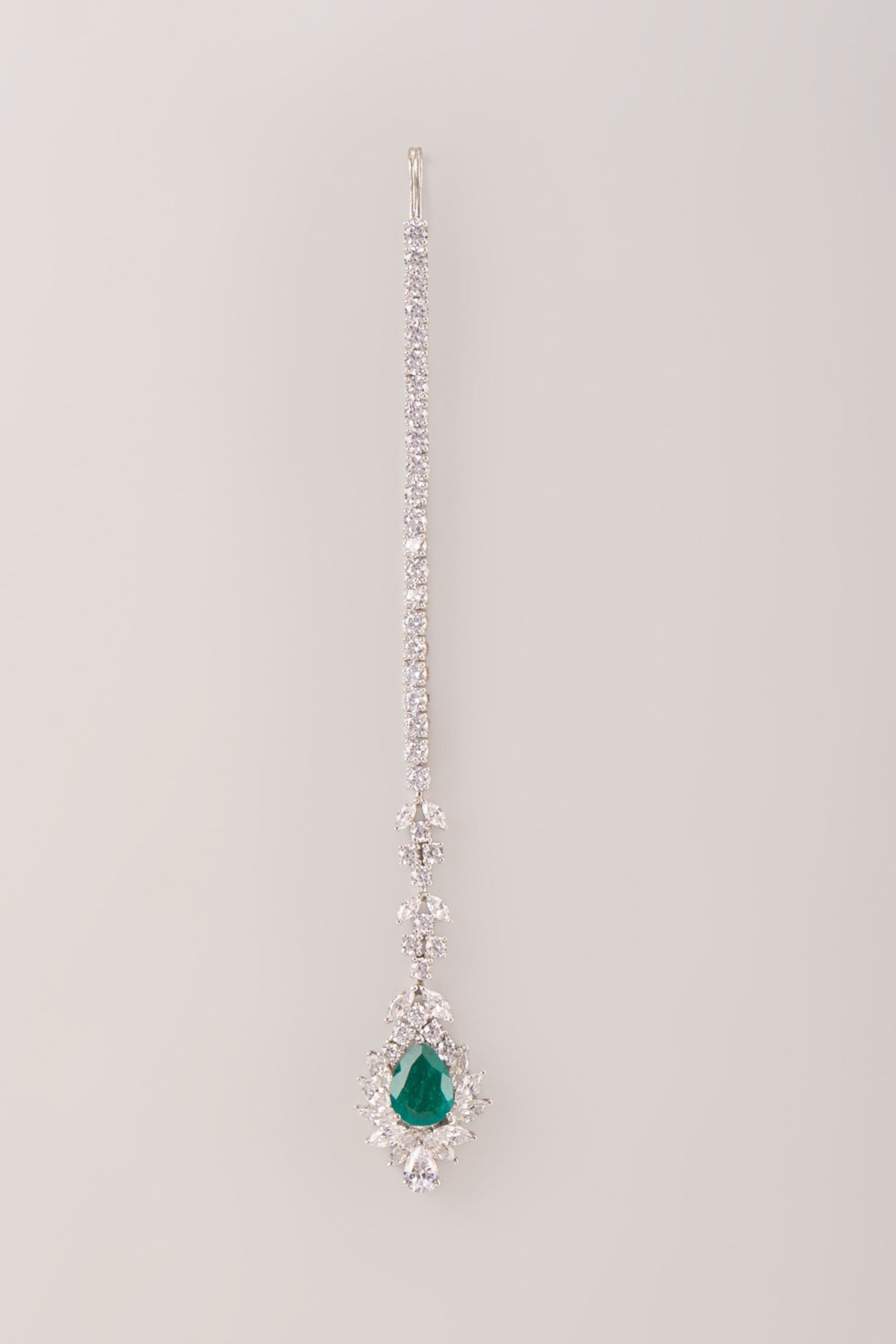 White Finish Zircon Maangtikka In Sterling Silver