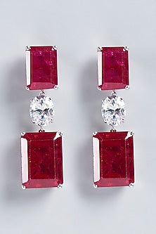 White Finish Swarovski Earrings In Sterling Silver