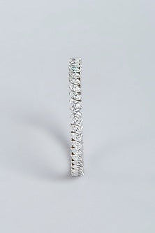 White Finish Swarovski Bangle In Sterling Silver