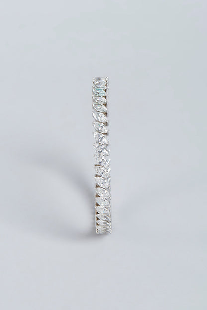 White Finish Swarovski Bangle In Sterling Silver
