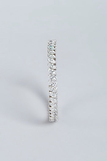 White Finish Swarovski Bangle In Sterling Silver