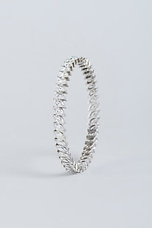 White Finish Swarovski Bangle In Sterling Silver
