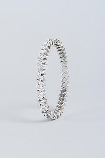 White Finish Swarovski Bangle In Sterling Silver