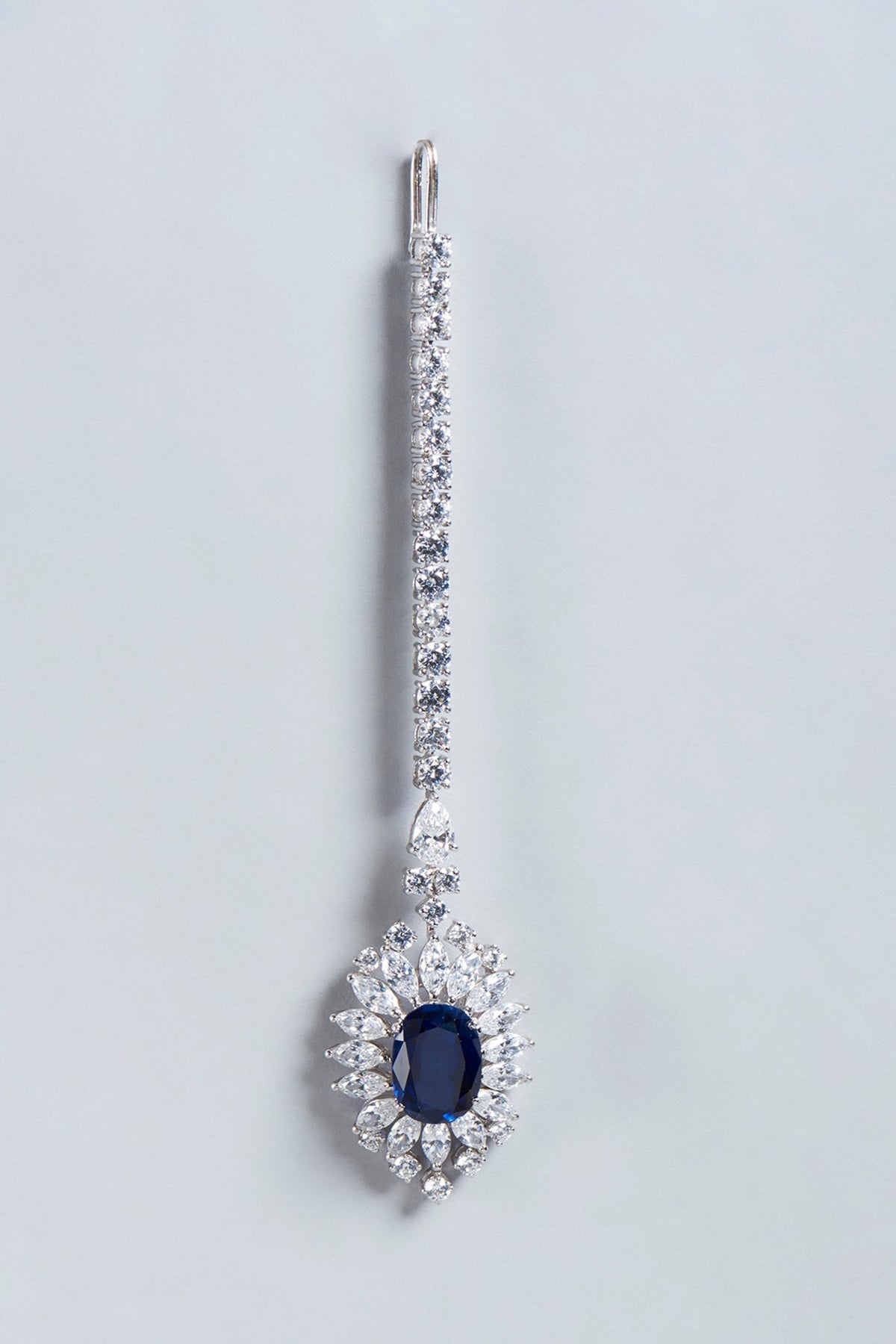 White Finish Swarovski Maang Tikka In Sterling Silver