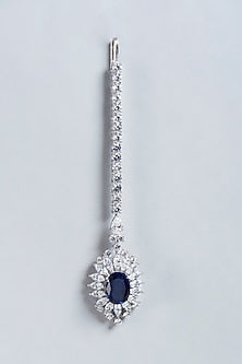 White Finish Swarovski Maang Tikka In Sterling Silver