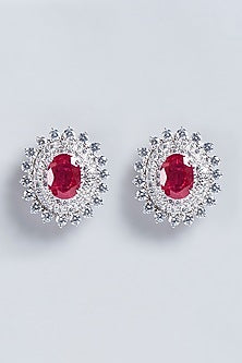 White Finish Swarovski Zirconia Ear Clip In Sterling Silver