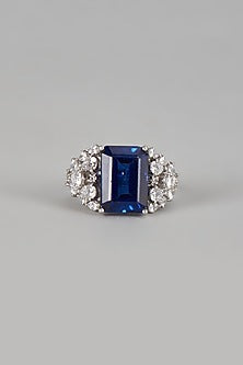 White Finish Swarovski Zirconia Ring In Sterling Silver