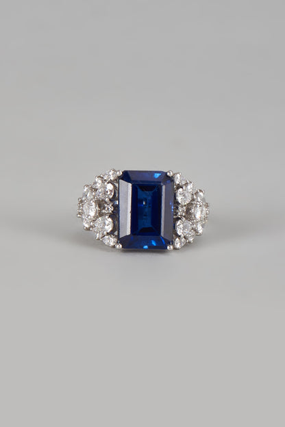 White Finish Swarovski Zirconia Ring In Sterling Silver