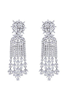 White Finish Swarovski Zirconia Earrings In Sterling Silver