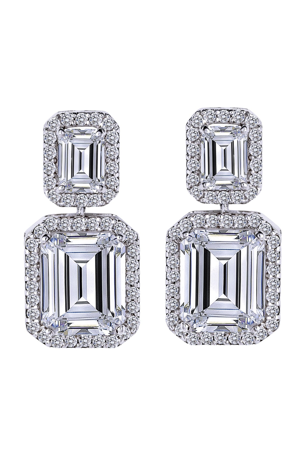 White Finish Swarovski Dangler Earrings In Sterling Silver
