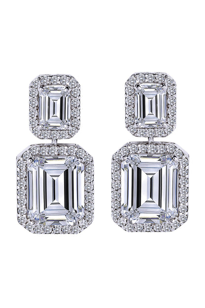 White Finish Swarovski Dangler Earrings In Sterling Silver
