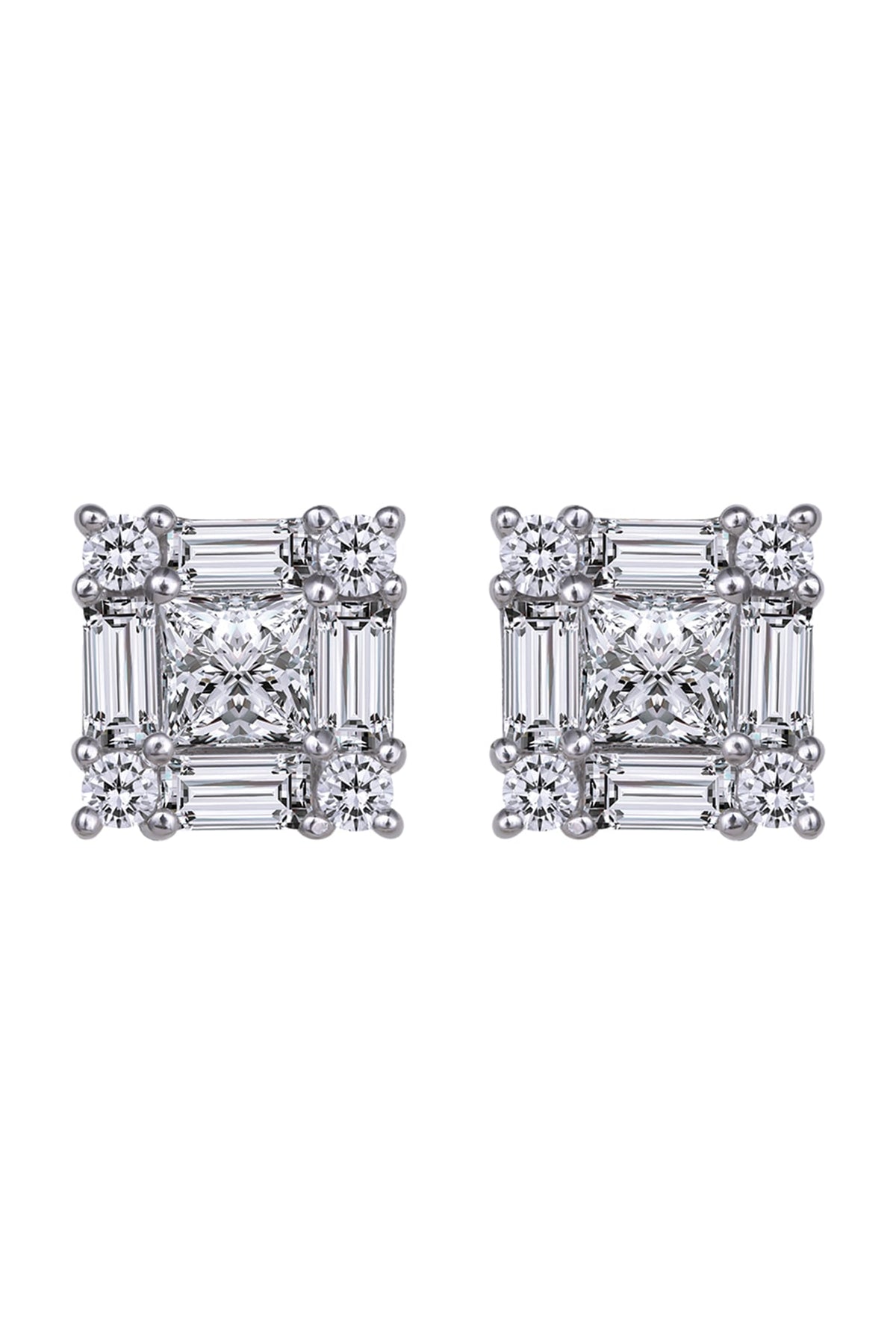 White Finish Earrings In Sterling Silver