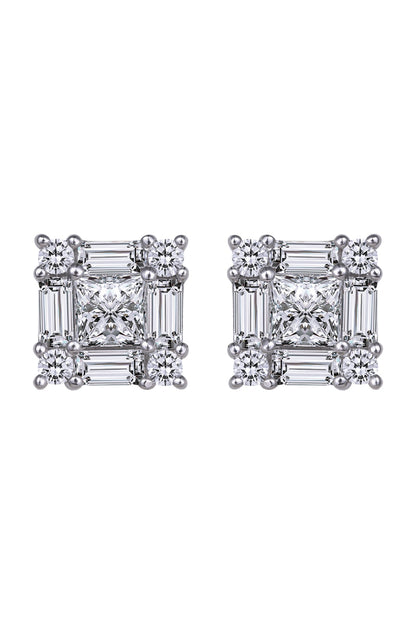 White Finish Earrings In Sterling Silver
