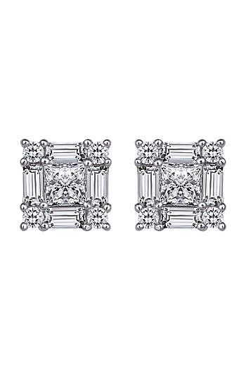 White Finish Earrings In Sterling Silver