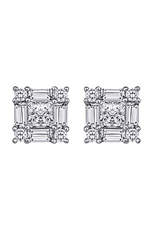 White Finish Earrings In Sterling Silver