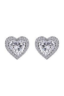 White Finish Swarovski Earrings In Sterling Silver