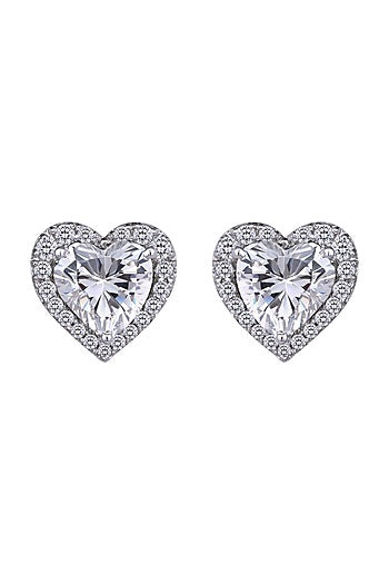 White Finish Swarovski Earrings In Sterling Silver