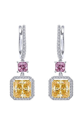 White Finish Swarovski Earrings In Sterling Silver