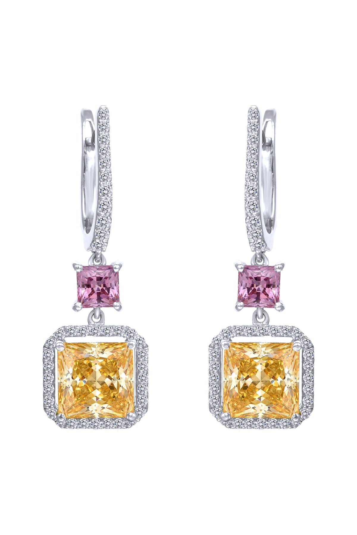 White Finish Swarovski Earrings In Sterling Silver