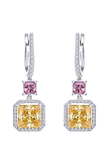 White Finish Swarovski Earrings In Sterling Silver