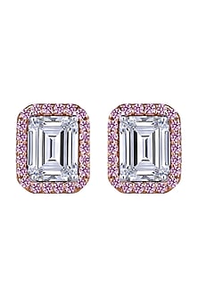 White Finish Swarovski Stud Earrings In Sterling Silver