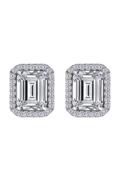 White Finish Swarovski Earrings In Sterling Silver