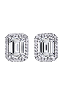 White Finish Swarovski Earrings In Sterling Silver