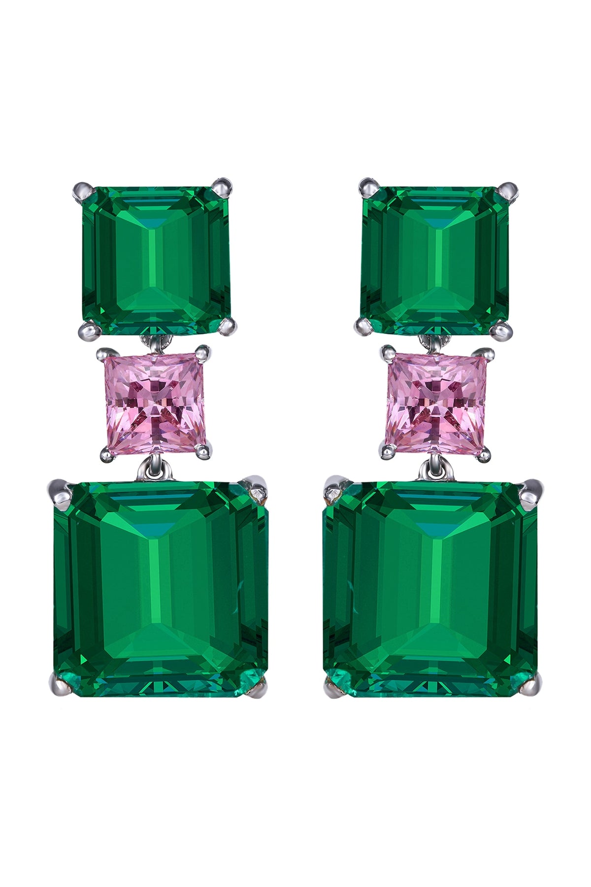 White Finish Swarovski Zirconia Dangler Earrings In Sterling Silver