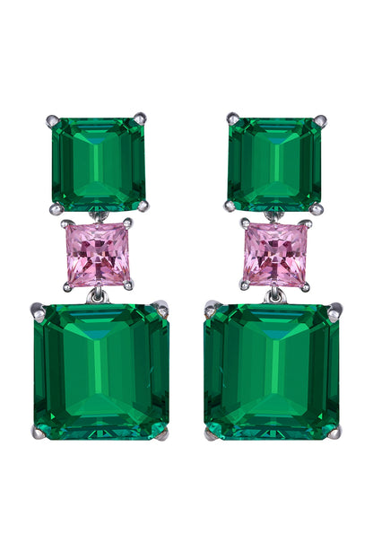 White Finish Swarovski Zirconia Dangler Earrings In Sterling Silver