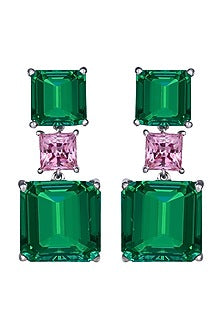 White Finish Swarovski Zirconia Dangler Earrings In Sterling Silver