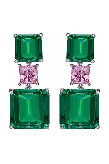 White Finish Swarovski Zirconia Dangler Earrings In Sterling Silver