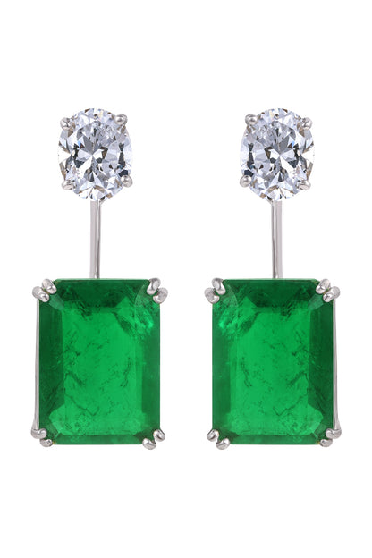 White Finish Synthetic Stones Dangler Earrings In Sterling Silver