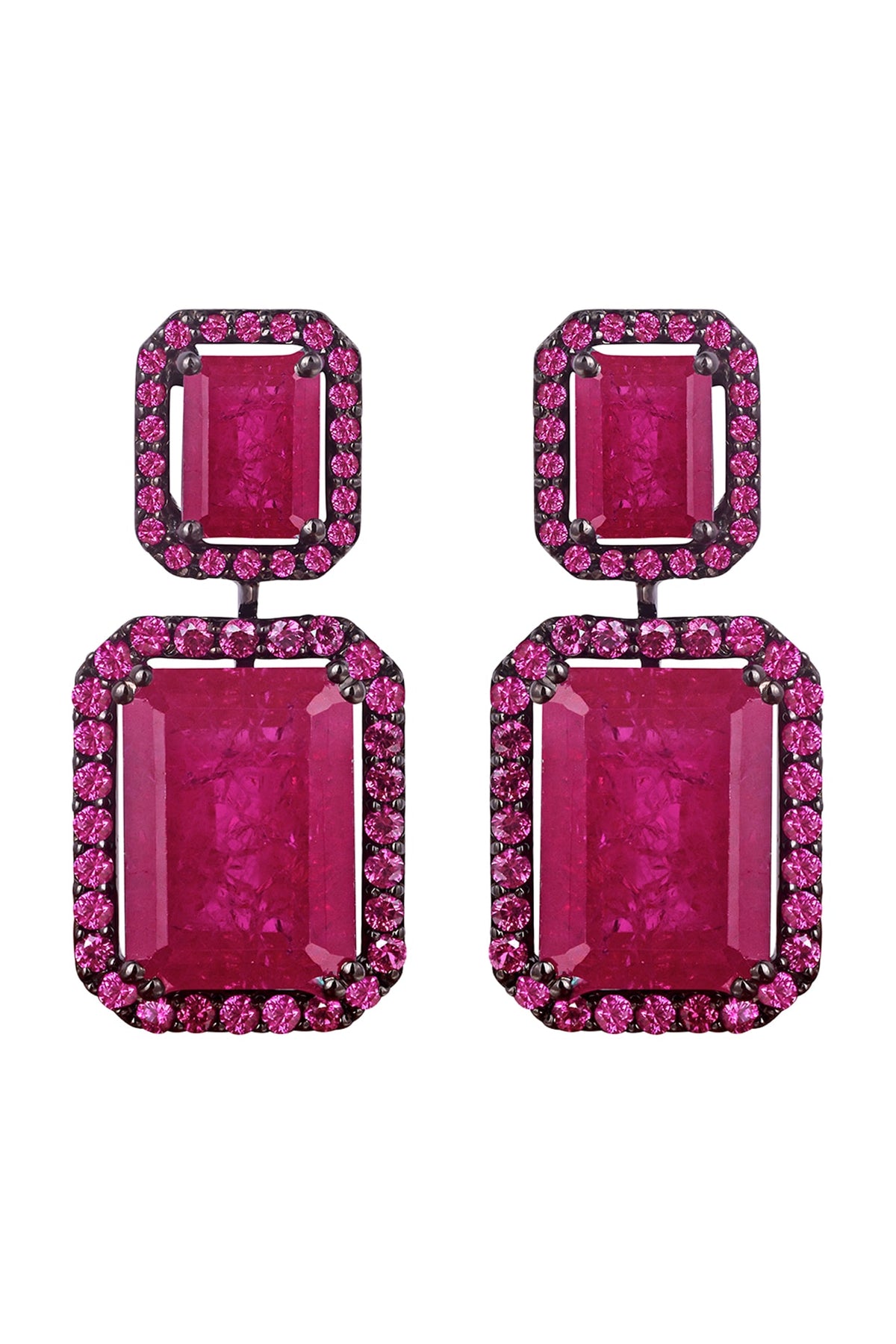 White Finish Swarovski Zirconia Dangler Earrings In Sterling Silver