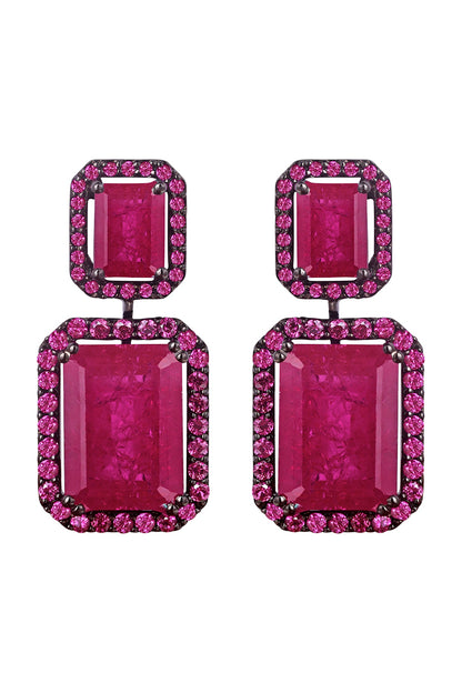 White Finish Swarovski Zirconia Dangler Earrings In Sterling Silver