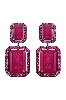 White Finish Swarovski Zirconia Dangler Earrings In Sterling Silver